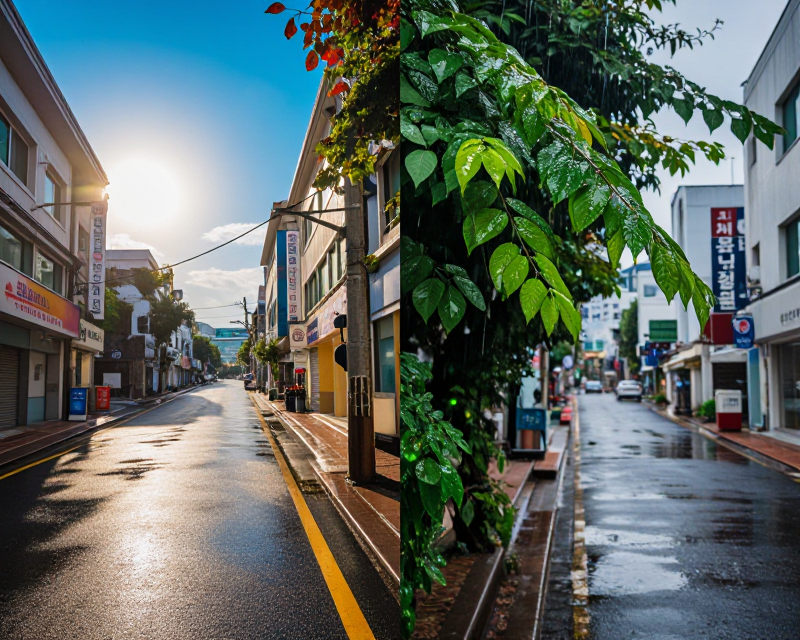 Sunny and Rainy Weather Contrast