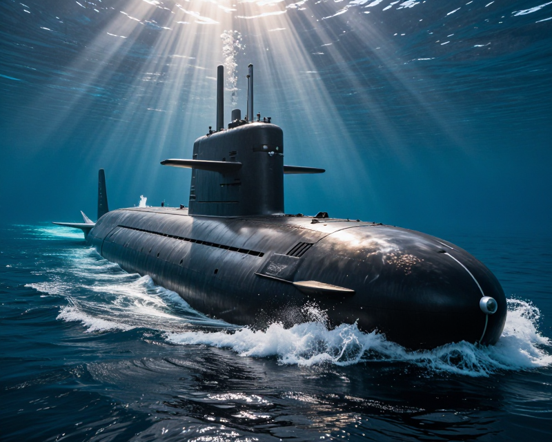 Modern Submarine in North Atlantic