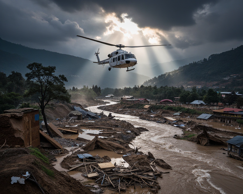 Search Helicopter in Nepal Floods