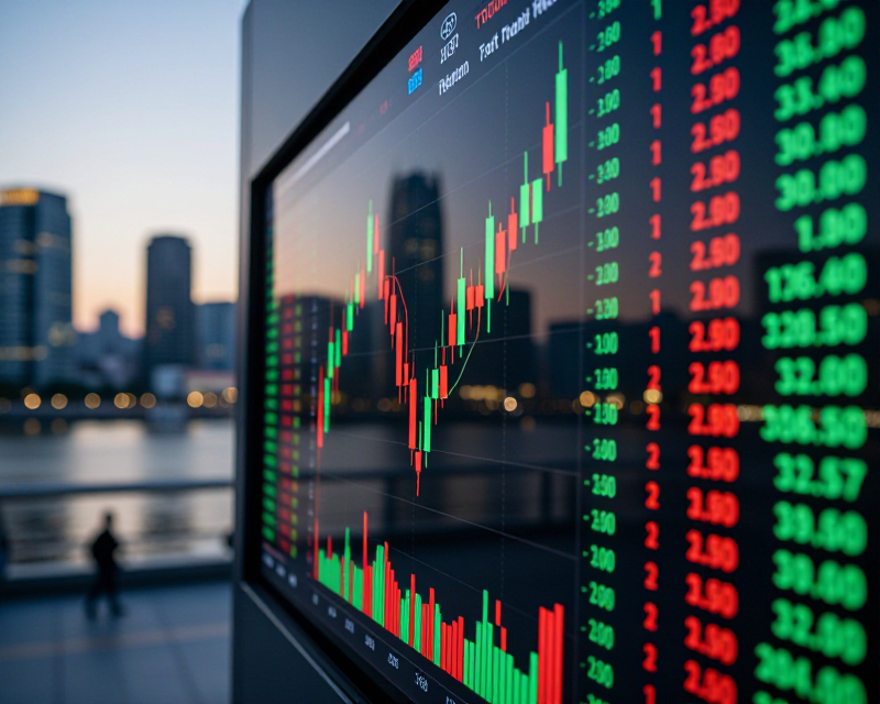 Digital Stock Market Display in Seoul